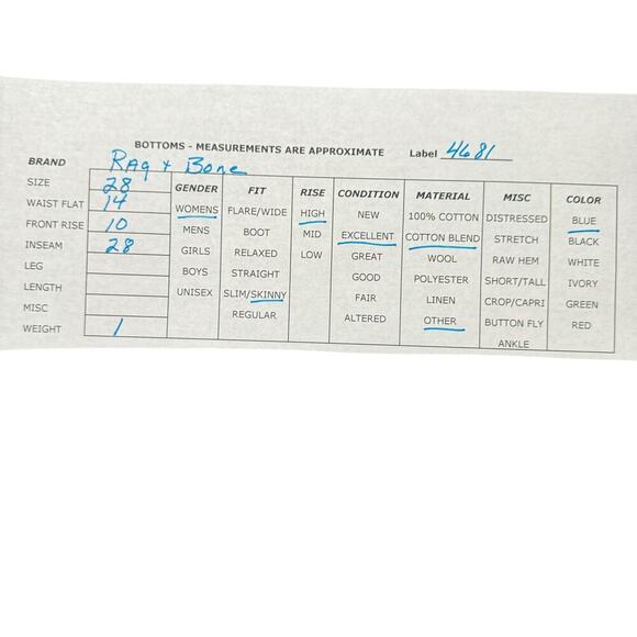 Rag & Bone Womens Jeans Double Blues High Rise Skinny Light & Med Wash Sz 28 - Picture 11 of 11